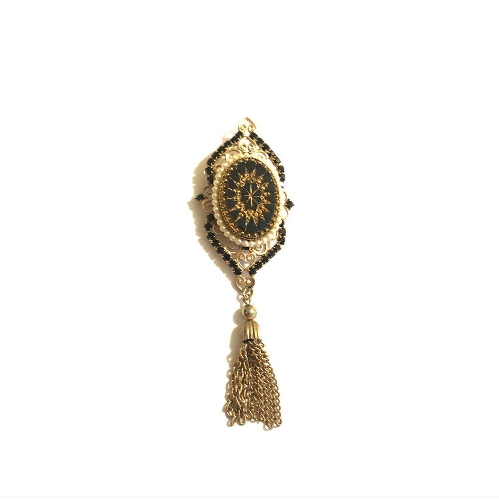Vintage LJM Florenza Victorian tassel brooch pin